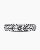 Chevron Woven Bracelet in Sterling Silver with Black Diamonds and Black Nylon, 12mm